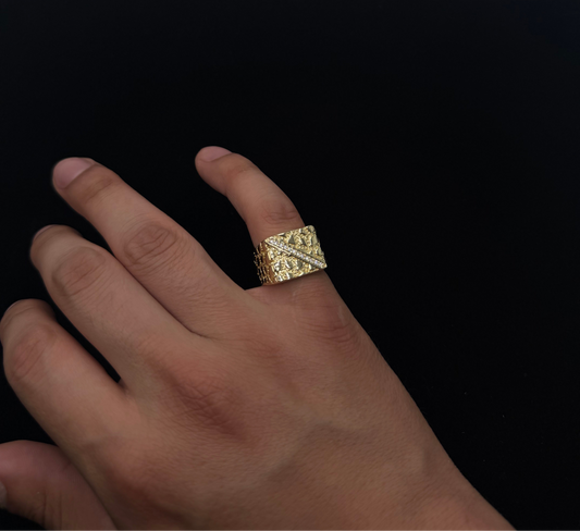 14k gold plated Zirconia nugget ring