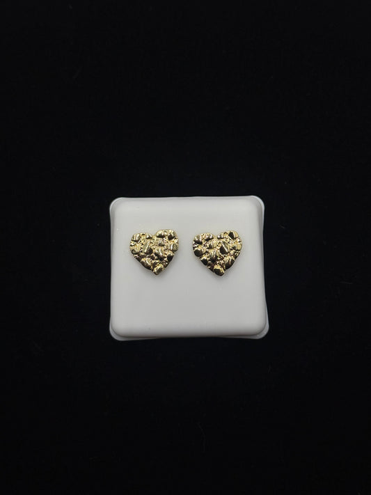 14K gold plated heart nugget earrings
