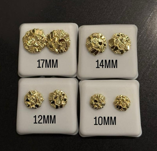 14k Gold plated nugget round earrings