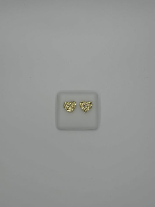 14K gold plated heart nugget earrings