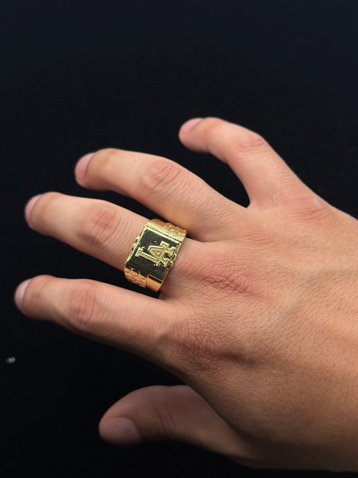 14k gold plated “LA” nugget style ring