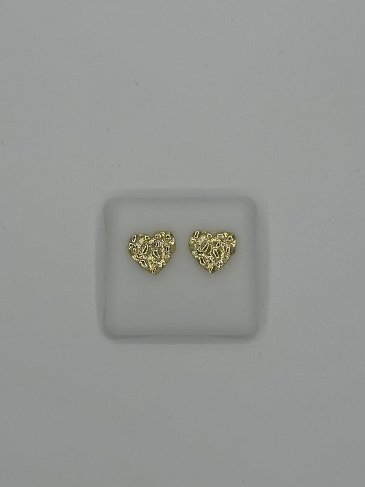 14K gold plated heart nugget earrings