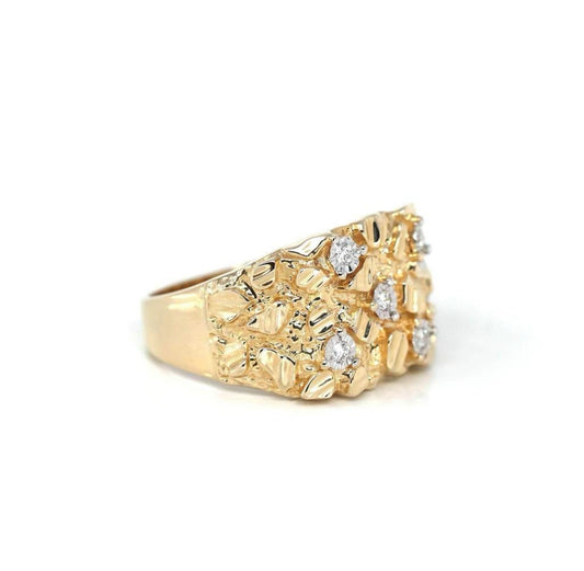 14K Gold plated diamond nugget ring